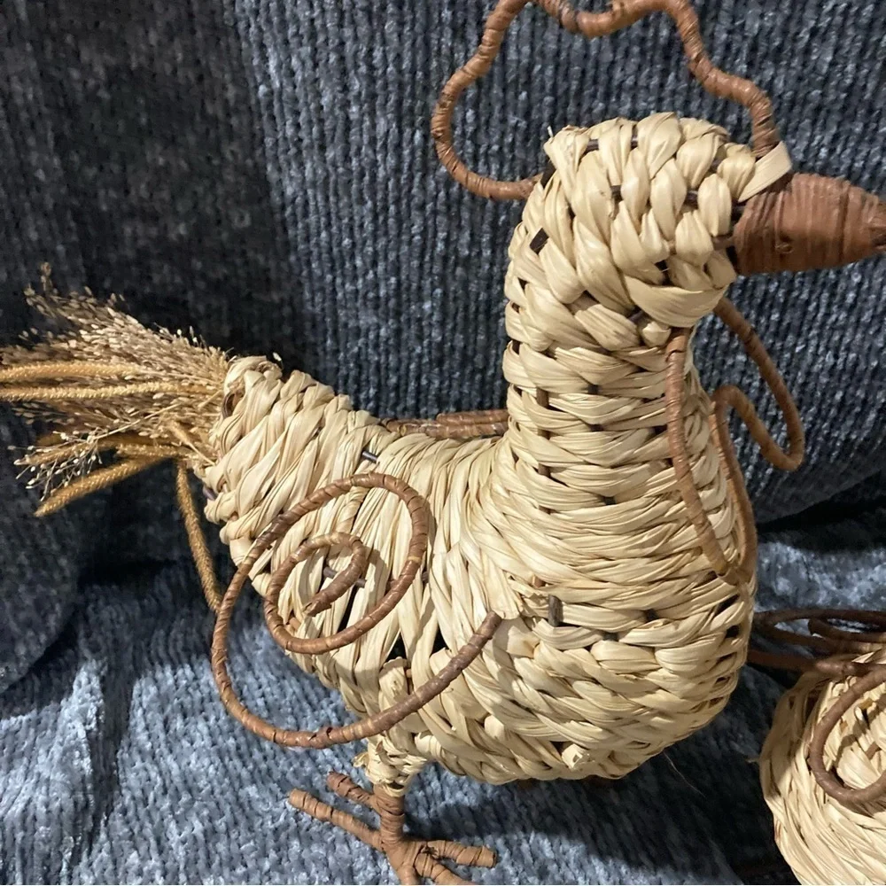 Chicken/Rooster Wire Raffia Set Decor Kitchen Farmhouse